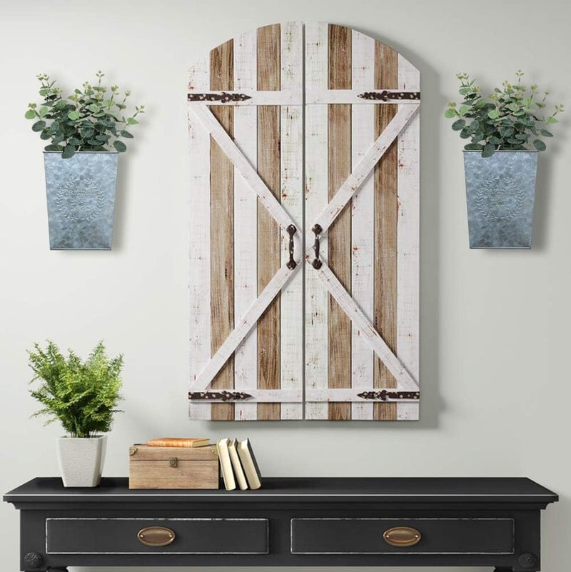 LESEN Galvanized Metal Wall Planter,Farmhouse Wall Decor Hanging Wall Vase Pocket Planters Flowers Holder Country Rustic Home Wall Decor,Set of 2 - Image 5